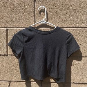 Black Open-Back Crop Top
